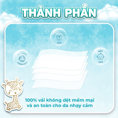 Khăn vải khô đa năng Happy Kids EcoWipes túi 270 tờ không mùi không cồn không paraben an toàn cho da nhạy cảm