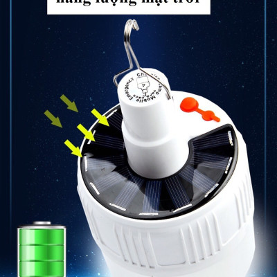 Đèn tích điện 100W 24 Led Sạc tích điện thông minh, Đèn sạc năng lượng mặt trời GD406-Dentichdien