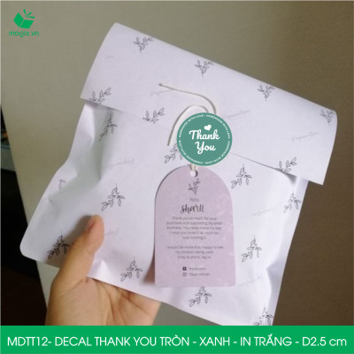 MDTT12 - D2.5cm - 1000 Sticker Thank you, decal Thank you tròn dán hộp carton, tem cám ơn, nhãn dán cảm ơn trang trí gói hàng