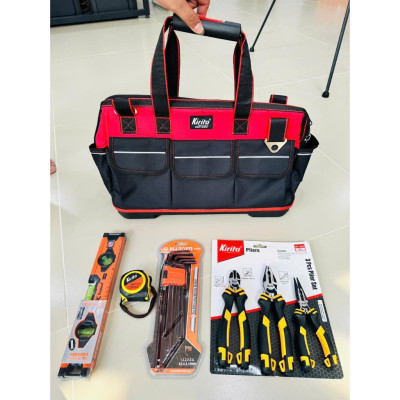 Combo Đồ Nghề Sửa Chữa Chuyên Dụng – Túi Đựng 20in + Bộ Kìm CRV + Lục Giác + Thước Đo – Hỗ Trợ Thợ