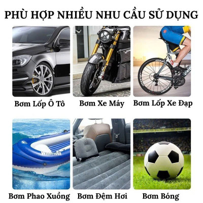 Bơmn Lốp Ô To Xe Mái 12V Thông Minh – Tự Ngắt Khi Đủ Áp, Lõi Đồng Bản Nâng Cấp , VAN VÒI NƯỚC