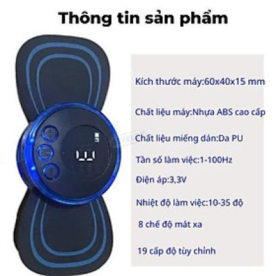 Combo 3 Máy massage MIni kèm miếng dán máy xa cổ vai gáy, 8 chế độ-19 chế độ tiện dụng, đa năng