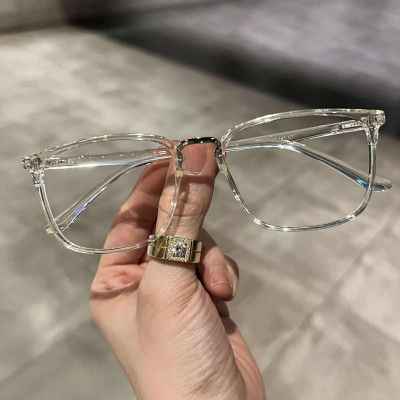 Kính gọng nhựa dẻo trong suốt dáng vuông dễ đeo không kén mặt cho nam nữ