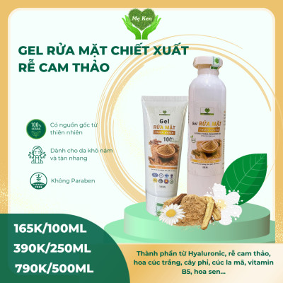 GEL RỬA MẶT THIÊN NHIÊN  CHIẾT XUẤT RỄ CAM THẢO MẸ KEN tuýp 100ml - Dành cho da thường, khô, nám, tàn nhang 