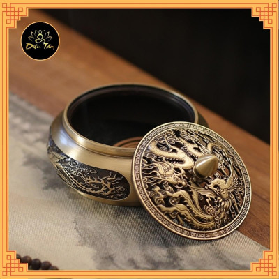 Lư đồng lư xông trầm hương trầm nụ cao cấp thiết kế tinh xảo tặng kèm trụ và lót chống cháy shop Diệu Tâm