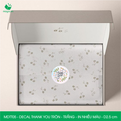MDTT05 - D2.5cm - 500 Sticker Thank you, decal Thank you tròn dán hộp carton, tem cám ơn, nhãn dán cảm ơn trang trí gói hàng