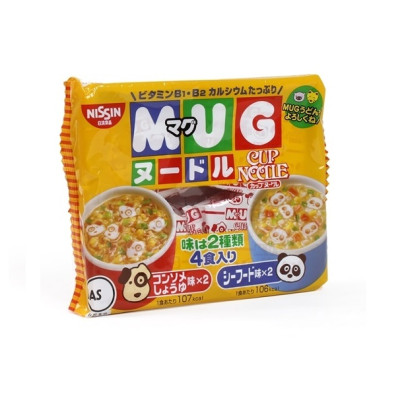 Combo 5 gói Mì ăn dặm cho trẻ trên 1 tuổi Nissin MUG Cup Noodle 96g (4 gói nhỏ bên trong, 2 hương vị) - Nhập khẩu Nhật Bản