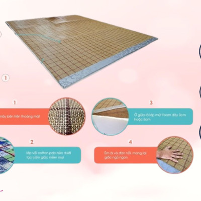 Chiếu Điều Hòa Sợi Mây Tổng Hợp Có Lớp Mút Foam Dày 5cm Đủ Size Thoáng Mát Và Êm Ái