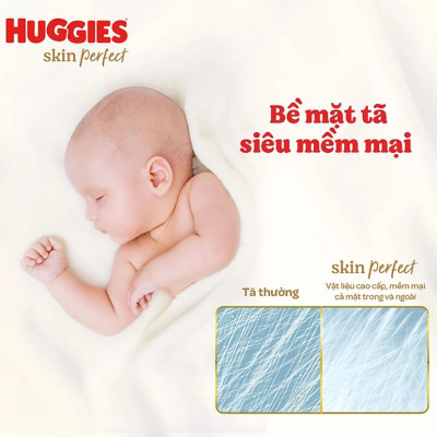 Combo 3 gói Tã/bỉm dán sơ sinh Huggies Skin Perfect NB 70+4 miếng với 2 vùng thấm giảm kích ứng da