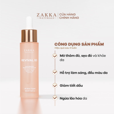 Bộ Đôi Làm Đều Màu Da Zakka Naturals [Serum B3 30ml & Glow Fruit+ 20ml]