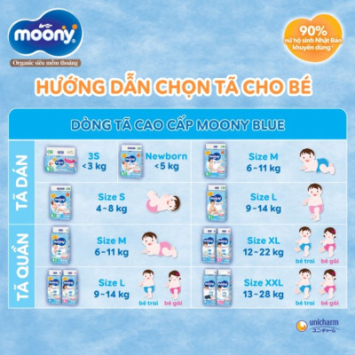[CỘNG 4 MIẾNG] Tã dán Moony cao cấp L54+4 - Nhập khẩu từ Nhật Bản