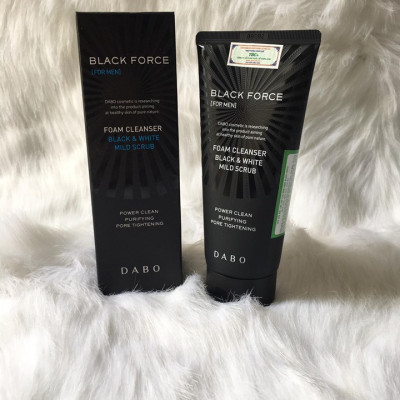Sữa Rửa Mặt Nam Dabo Black Force Foam Cleanser Mild Scrub Than Hoạt Tính Kháng Khuẩn, Ngừa Mụn, Sạch Nhờn (120ml) 