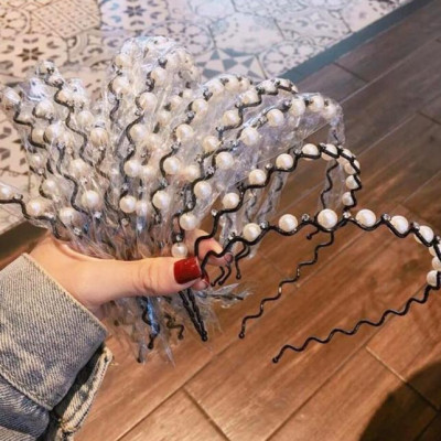 Cài tóc đen ngọc trai gợn sóng - phụ kiện tóc nữ style Hàn Quốc