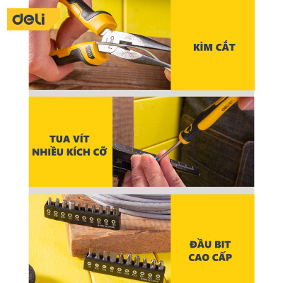 Bộ Dụng Cụ Sửa Chữa Đa Năng 116 Chi Tiết Deli Cao Cấp Chính Hãng - Sử Dụng Nhiều Mục Đích, An Toàn, TIện Lợi - DL5973