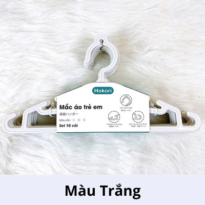 Sét 10 móc treo quần áo trẻ em , người lớn hokori chất liệu nhựa PP nguyên sinh an toàn tiện lợi - Hàng chính hãng 
