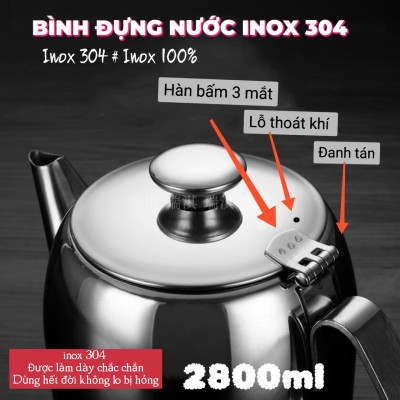 Bình đựng nước inox 2800ml có vòi giót SUS304 Hàng dày sáng bóng dùng cả đời không lo hỏng ( xem kĩ mô tả sản phẩm )