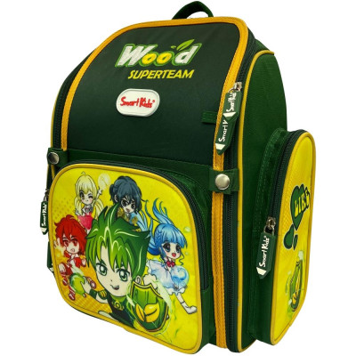 Ba Lô Học Sinh Chống Gù Smart Kids - Wood Super Team - Xanh Lá - B-010