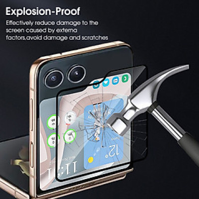 Dán kính cường lực cho Samsung Galaxy Z Flip 7 / Z Flip 6 / Z Flip 5 Full màn hình phụ nano bền, đẹp, chống vân tay tốt hiệu Kuzoom -hàng chính hãng