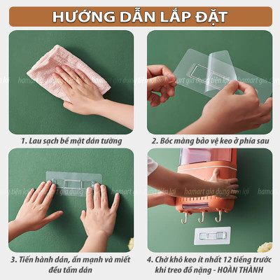 Miếng Dán Hộp Đựng Đũa Thìa Có Nắp Treo Tường Máy Sấy Đũa Muỗng Dán Thay Thế Giá Kệ Nhà Tắm Ecoco