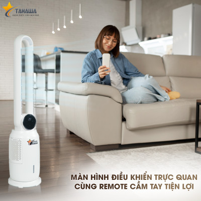 Quạt không cánh TAHAWA TH-A4 PRO Quạt  bù ẩm bằng hơi nước khử mùi, bộ lọc Hepa lọc bụi mịn 2.5 pm, đèn led cảnh báo chât lượng không khí, công nghệ UVkhử khuẩn không khí hiệu quả. tích hợp 3 trong 1 giúp cân bằng điều hòa không khí, an toàn cho trẻ nhỏ
