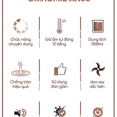 [Hàng Chính Hãng] Máy Làm Sữa Hạt DrHomie AN60 - Phiên Bản Chống Khê, Chống Trào Hàng Đầu Việt Nam - Bảo Hành 12 Tháng