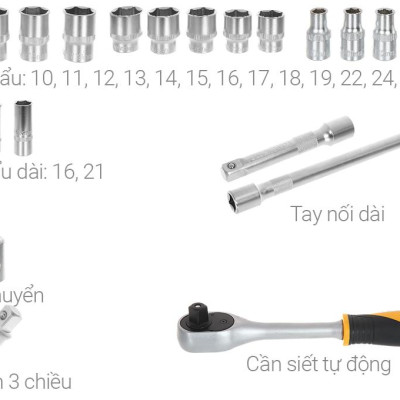 BỘ TÍP 22 CHI TIẾT 1/2 INCH TOLSEN 15139 - HÀNG CHÍNH HÃNG