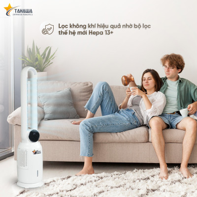 Quạt không cánh TAHAWA TH-A4 PRO Quạt  bù ẩm bằng hơi nước khử mùi, bộ lọc Hepa lọc bụi mịn 2.5 pm, đèn led cảnh báo chât lượng không khí, công nghệ UVkhử khuẩn không khí hiệu quả. tích hợp 3 trong 1 giúp cân bằng điều hòa không khí, an toàn cho trẻ nhỏ