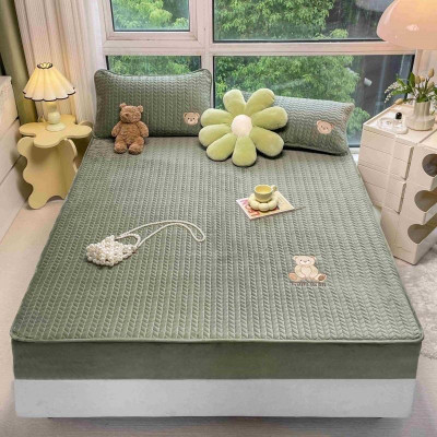 Set ga gối nỉ gấu trần xương cá mềm mịn bọc nệm dưới 30cm