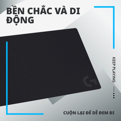 Bàn di chuột game Logitech G240 (Size L) tấm lót chuột chơi game bằng vải, tối ưu cho chơi game, ma sát, chống trượt kích thước 340x280x1mm (dài x rộng x dày) - Hàng Chính Hãng 