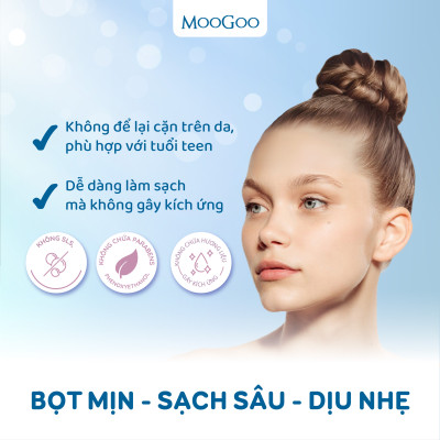 Sữa rửa mặt tạo bọt chiết xuất đu đủ cho da nhạy cảm, da mụn ko SLS, Sulffate Moogoo