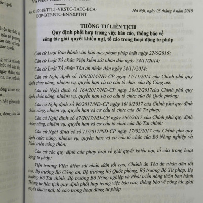 Các Thông Tư Liên Tịch Của Tòa Án Nhân Dân Tối Cao, VKSNDTC về Hình Sự, Tố Tụng Hình Sự, Dân Sự, Tố Tụng Dân Sự