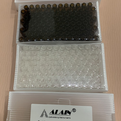 Chai thủy tinh 1,5ml ( 2ml ) + Nắp vặn xanh 9mm, 100 cái hộp, Alain TQ