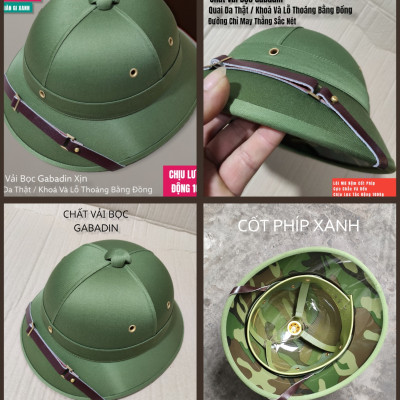 ( HÀNG CAO CẤP ) MŨ CỐI XỊN VẢI BỌC GABADIN QUAI DA THẬT LÒNG CỐT PHÍP GIÀN GI XANH CHỊU MƯA CHỊU NẮNG CHỊU VA ĐẬP