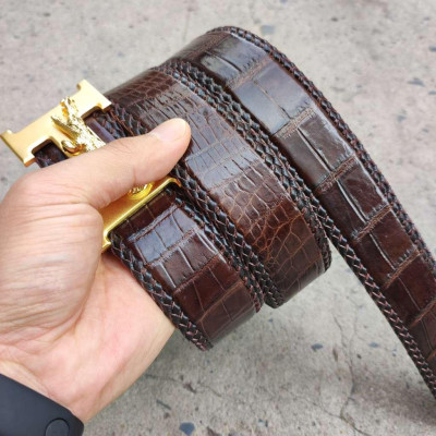 Dây nịt da bụng cá sấu liền tấm 4cm H29N1