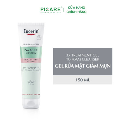 Gel Rửa Mặt Cho Da Mụn Eucerin 3X Treatment Gel To Foam Cleanser 150ml