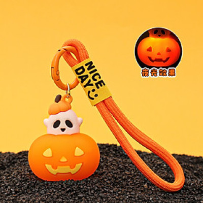 Móc khóa bí ngô Halloween có đèn phát sáng dùng làm quà tặng trang trí