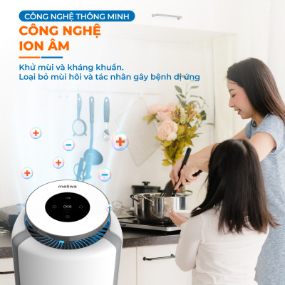 Máy lọc không khí meliwa M50 6 bước Lọc toàn diện với Ion âm khử mùi hôi & UVC diệt khuẩn thương hiệu Singapore