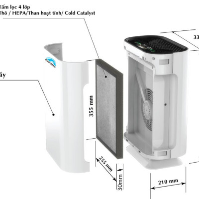 Máy lọc không khí Ion âm đèn UV KAPANO - Hàng chính hãng, nhập khẩu