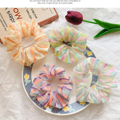 Dây buộc tóc Scrunchie kẻ ngang mầu sắc dễ thương HD83