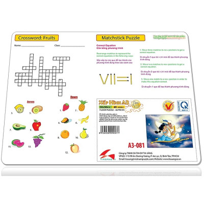 Tranh xếp hình Tia Sáng: Nàng tiên cá (48 chi tiết) - Tặng kèm câu đố mặt sau cho bé