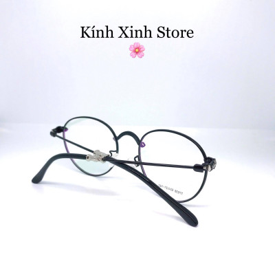 Gọng kính cận, Kính giả cận Mắt tròn Kim loại hoạt tiết cổ điển (Đen)