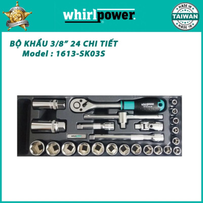 Bộ khẩu 3/8” có 24 chi tiết từ 6 đến 22mm Whirlpower 1613-SK03S
