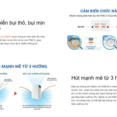 Máy Lọc Không Khí Daikin MC30VVM-A Công Nghệ Lọc HEPA Lọc Sạch 99,97% Bụi Bẩn Diện Tích Sử Dụng 25 m2 Công Suất 16W - Hàng Chính Hãng