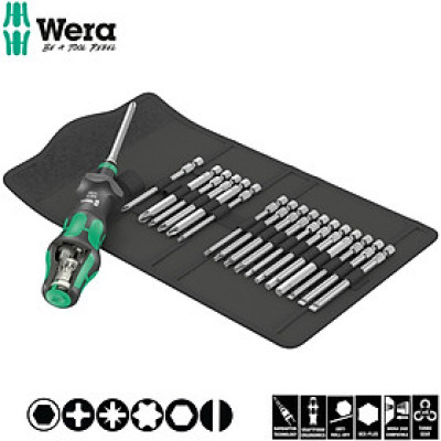 Bộ dụng cụ mở vặn vít đa năng Wera 05057482001 Kraftform Kompakt Turbo 1 với cán vít Turbo 1 vòng thành 4 vòng gồm 19 chi tiết