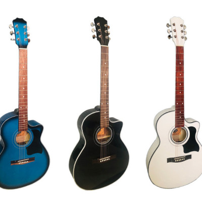 Đàn guitar acoustic DGKRO-012 dáng A khuyết màu đẹp âm thanh tốt có ty chống cong cần dành cho bạn mới tập