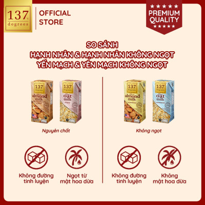 Lốc 3 hộp Sữa hạt Yến mạch Không đường 137 DEGREES 180ml