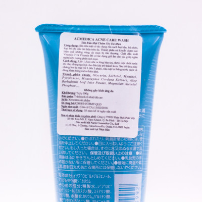Sữa Rửa Mặt hỗ trợ Trị Mụn Naris Cosmetic Acmedica Acne Care Wash (100g) – Hàng Chính Hãng