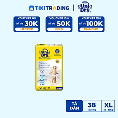 Tã dán em bé Siêu khô thoáng gói Jumbo Unidry G6X size XL-38 miếng