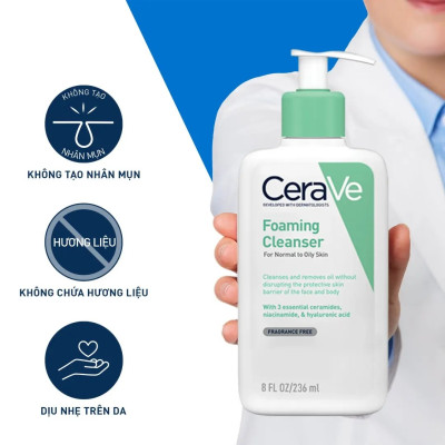 Sữa Rửa Mặt Dịu Nhẹ Cho Da Dầu CeraVe Foaming Cleanser 236ml