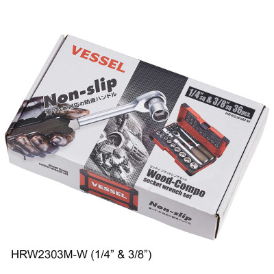 Bộ khẩu 1/4" & 3/8" (36 món) No.HRW2303M-W Vessel (Nhật Bản)